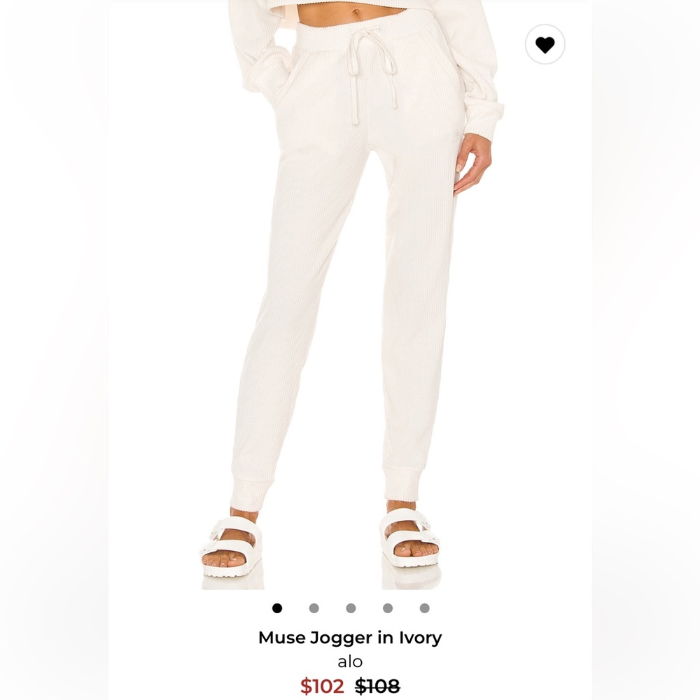 Relaxed Rib-Knit Jogger Pants in Cream - Picture 3 of 4